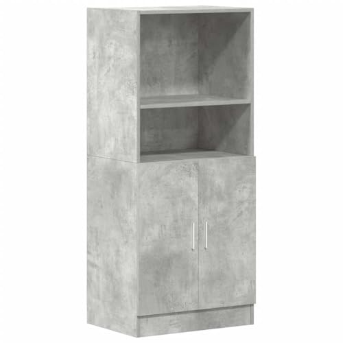QJBSAVVA Vetrinetta Soggiorno Mobile Cucina Armadietto da Esterno Mobiletto Bagno Salvaspazio - Mobile da Cucina Grigio Cemento 57x41,5x131,5 cm in Truciolato per Bagno Esterno Soggiorno Cucina