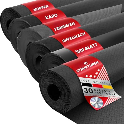 Floordirekt Gummimatte Meterware - Gummiläufer in vielen Strukturen - Antirutschmatte - Bodenbelag - Bautenschutzmatte (100x125x1,97 cm)