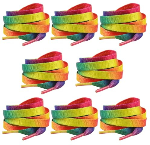 LLMSIX 8pcs Shoe Laces for Sneakers, Cute Rainbow Shoe Laces, Durable Colorful Flat Pride Accessories for Men's and Women's Tennis Running Shoes 47.24in
