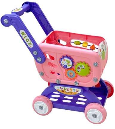 Amagogo Chariot de courses jouet petit chariot apprentissage développement drôle modèle miniature pour les enfants de 3 ans et plus cadeau d'anniversaire, Rose