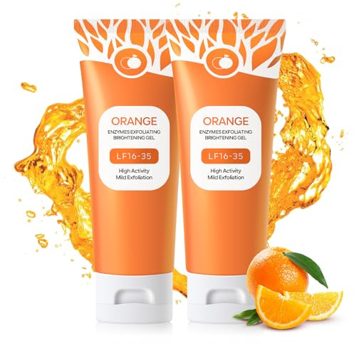 KYDA 2 Pcs Orange Face Exfoliating Gel, Face Scrub Exfoliating Cleanser for Face and Body, Deep Cleansing and Brightening Skin Facial Exfoliate Gel