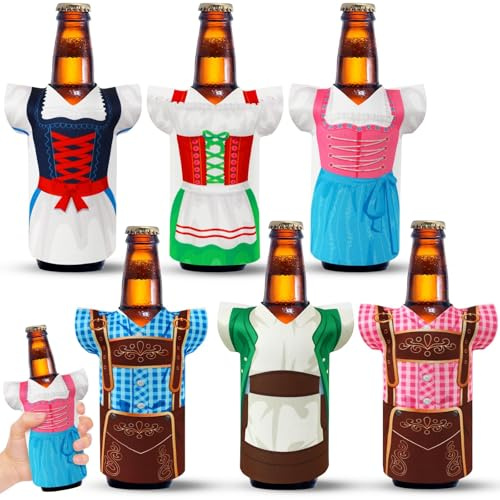 SEPGLITTER 6 Stück Oktoberfest Deko Bierflaschen Kühler Bierkühler | Oktoberfest Accessoires für 0,3l, 0,33l, 0,5l Langhaltende Kühle, für Oktoberfest-Partygeschenke Geschenkdekorationen