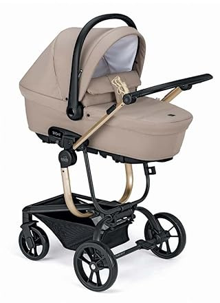 CAM Taski Sport Kinderwagen 3-in-1 Kombikinderwagen mit Babywanne & Babyschale Beige (ECE R129), leicht, kompakt, klappbar, umkehrbarer Sitz, Federung, bis 22 kg, Zubehör inkl