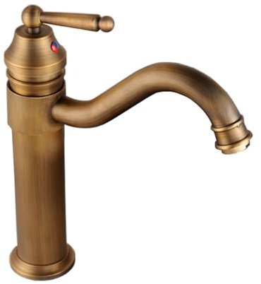 TYMYW Rubinetto Bagno Lavabo Alto Ottone Antico Monocomando Girevole Rubinetto Miscelatore Lavabo da Appoggio Monoforo