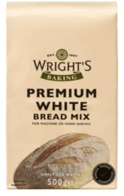 Wrights Premium White Bread Mix - Blend of Traditionally Milled Wheats - Ideal for Bread Machines or Hand Baking - Freezer Friendly and Vegetarian (500G)