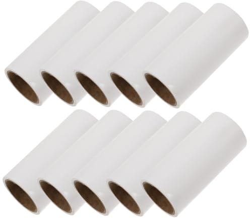 PENIKOKO 10pcs Pet Hair Lint Roller Refill Rolls Extra Sticky Sticky Dust Removal Tape 600 Sheets 10cm for Clothes Carpet Bedding Furniture Pet Hair Remover Replacement Refills