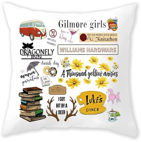 Gilmore Girls Kissenbezüge 45x45cm, Zimmer Deko, Bunte Doppelseitige Drucke Dekokissen für Sofa, Bett, Auto, Büro, Sessel, Zuhause, Schlafzimmer, Geschenke für Frauen, Gilmore Girls Fanartikel