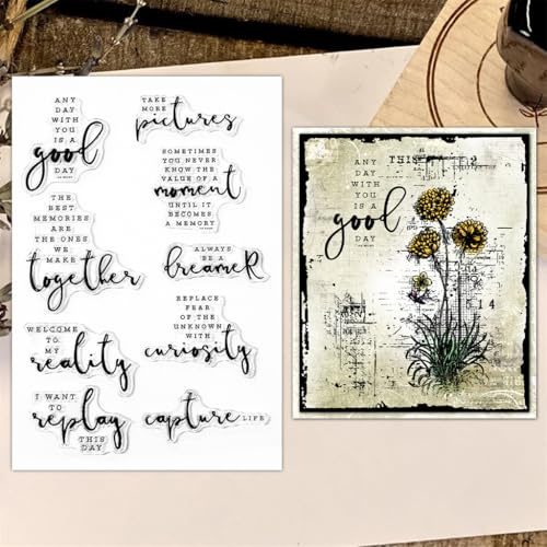 Sredwtk Sprüche Clear Stamps Für DIY Scrapbooking Schrift Silikonstempel Transparente Stempel Siegel Für Kartenherstellung Tagebuch Fotoalbum Geburtstag Hochzeit weihnachten