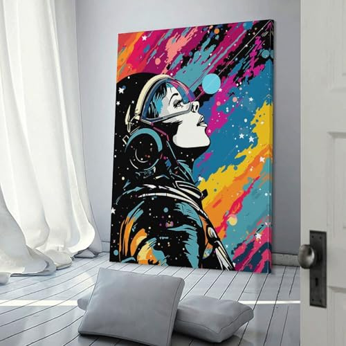 POLIUAWS Weltraum-Collage Pop-Art Leinwanddrucke Wandkunst für Wohnzimmer Kinder Mädchen Jungen Geburtstagsgeschenk Lebende Wand 16x24 Zoll (40x60 cm)