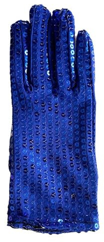 Generisch Gants à paillettes pour homme - Gants de performance bling-bling pour soirée habillée des années 80 ou 90 (bleu, taille unique)