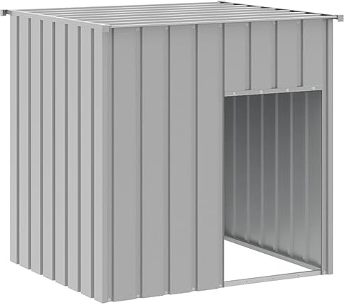 Niche pour Chien Extérieur Métal, Chenil d'extérieur Enclos Cage pour Chien avec Toit Gris Clair 110 x 103 x 109 cm Acier galvanisé