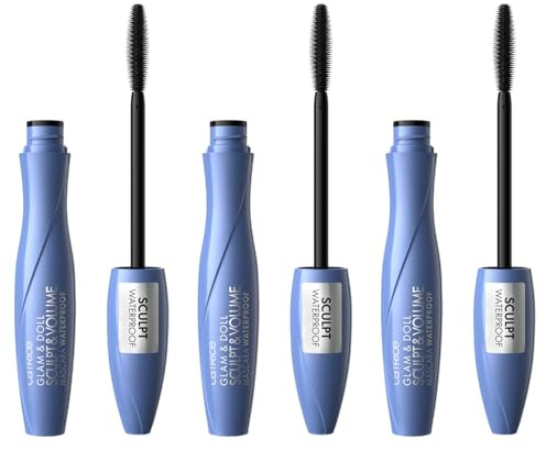 Catrice Glam & Doll Sculpt & Volume Mascara Waterproof, Schwarz, volumengebend, definierend, Expressergebnis, matt, vegan, wasserfest, ohne Mikroplastikpartikel, Nanopartikel frei, 3er Pack (3x10ml)