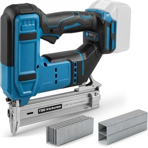 Pistola per unghie senza fili da 18 GA compatibile con Makita 18 V— Chiodatrice e pistola per graffette elettrica con 500 chiodi e 500 punti metallici per la lavorazione del legno, doppio interruttore