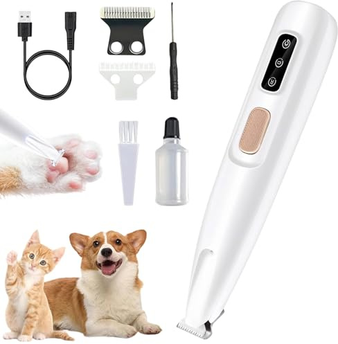 Tondeuse de Toilettage — Douceur & Sécurité, Tondeuse Chat Chien Silencieuse, LED Intégrée, Ne Blessera Pas Votre Chat, Rechargeable USB, Étanche (1p)