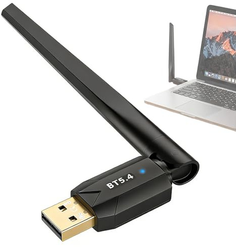 Adattatore Bluetooth per PC, Dongle Bluetooth 5.4 con Bassa Latenza e Raggio di 150M, Plug & Play, Compatibile con Windows 11/10/8.1/7, Ideale per Computer Desktop, Laptop, Mouse e Tastiera