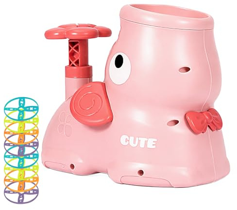 SUNNYNEST Outdoor Toy – Flying Disc Launcher Garden Toy (Pink)