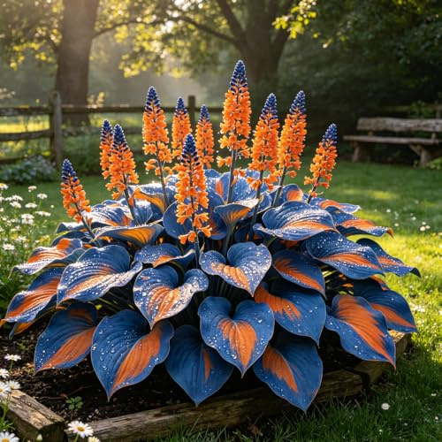 Kältefeste dauerhafte Ungewöhnliche Hosta, Gartenkultur von Funkien, Blütenbildend, Optimale Gartenpflege, Einzigartige Hosta-4Rhizome-a