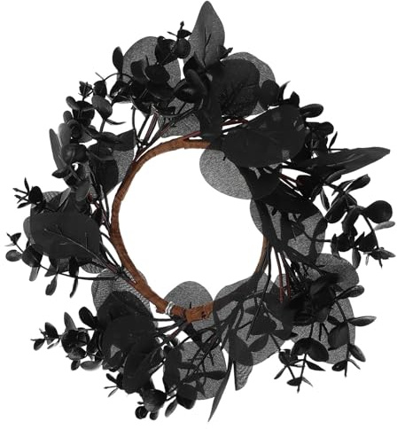 Toyvian Guirnalda Negra de Flores de Seda para Halloween Hojas de Arce y Vela, Decoración Colgante Resistente para Puerta y Sala de Estar Ambiente Festivo