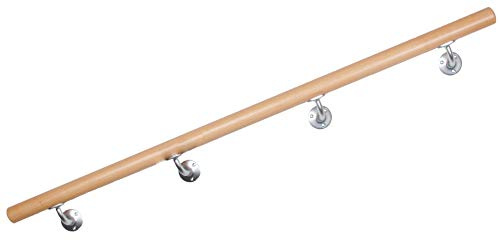 Handlauf Buche, Treppengeländer lackiert, mit stabilen Handlaufhaltern (3.50m)