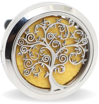 Zen’Arôme Diffuseur d’Huile Essentielle pour Voiture Clip’Arôme Arbre de Vie - Diffuseur + 5 Buvards à Parfumer avec Huile Essentielle ou Parfum - Acier Inoxydable - Fixation sur Grille de Ventilation