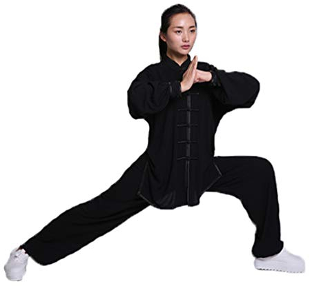 XGYUII Tai Chi Uniform Tai Chi Übung Taekwondo Tai Chi Anzug Chinesisches Kung Fu Kleidung Baumwolle & Leinen Wing Chun Zen Meditation Yoga Anzug,Schwarz,S