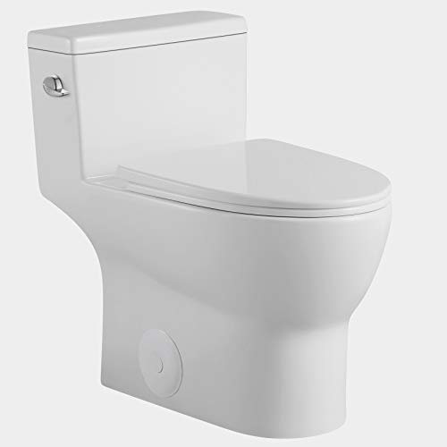 Sarlai One Piece Toilet - Modern Tall Elongated Comfort Height Single Flush White Ceramic Bathroom Toilet with Soft Seat, 12 Rough - In, Wax Ring Included