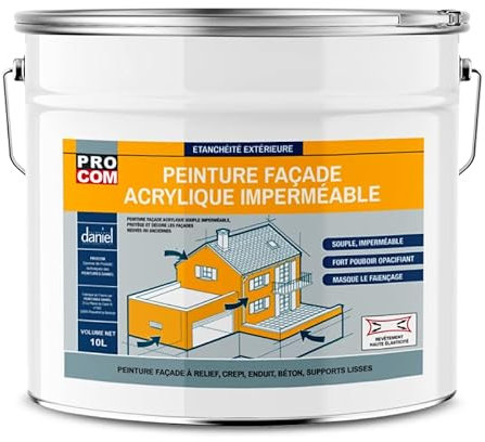 Peinture façade, imperméabilisation et protection des façades, peinture haute technicité PROCOM 10L