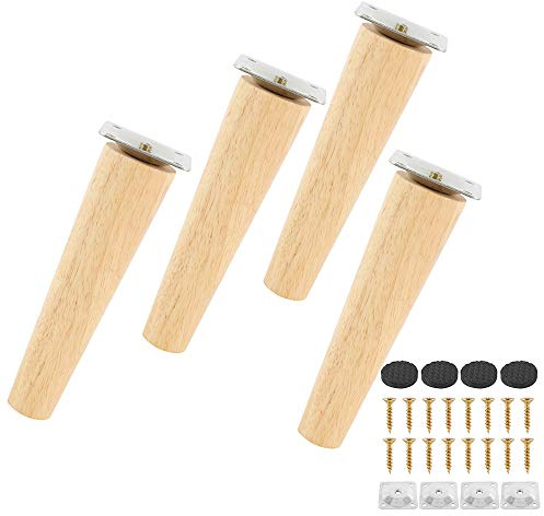 Lot de 4 Pieds de Canapé Bois Massif, Pieds de Meubles pour Fauteuil, Table de Nuit, Armoire, Tiroir(15cm, Straight)