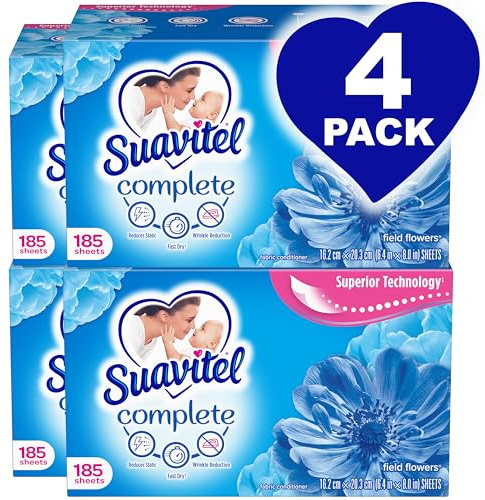 Suavitel Weichspüler für Trockner, Feldblumen, 185 Stück, 4 Stück