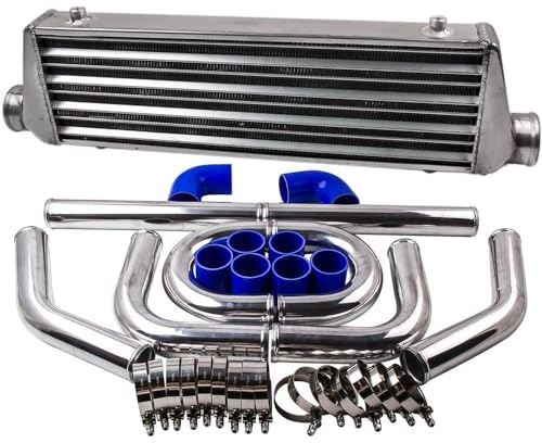 MGGRP Kit de conduite turbo Tube de 2,5 pouces 64 mm Aluminium Intercooler | kit intercooler - Refroidisseur d'air de chargement - 27 x 7 x 2,5