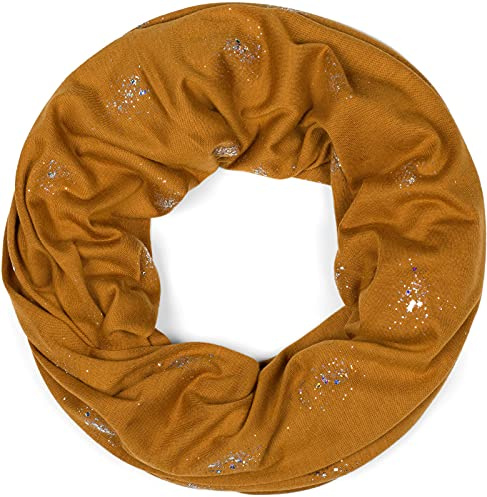 styleBREAKER Damen Loop Schal Pailletten Viskose Mix | 82x47 cm Maß, Vintage Look Punkte Applikation. Weiches Gewebe, flexibel 2- bis 3-mal eng um den Hals wickelbar.