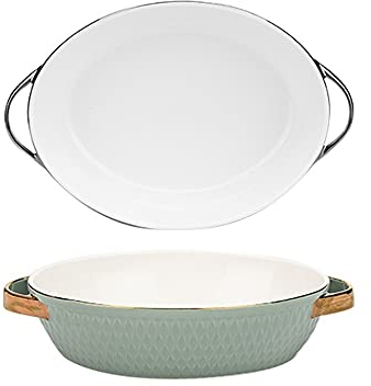 YUEYOULII Ramequin Four Vaisselle de Cuisson Ovale, poêle à Lasagna, Four à Table - Cuisson en céramique Idéal for Creme Brulee Easy Poignées de Transport Facile Plat à Four (Color : B)