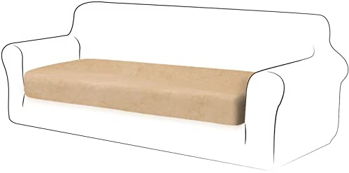 TIANSHU Velvet Stretch Kissenbezug Sofakissen Schonbezug Möbelschutz Sofa Sitzbezug für Couch 1-teilige Velvet Kissenbezüge für 3 Sitzer (3 Sitzer, Warmer Sand)