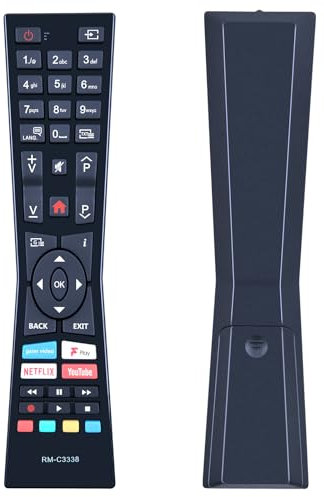 GOUYESHO RM-C3338 Universal Remote Control Replacement for JVC/Bush Smart 4K TV RMC3338 RC43101P LT-24C680 LT-24C686 LT-32C690 LT-32C695 LT-43C790 LT-55C870 with Fplay YouTube Netflix Buttons