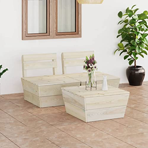 INLIFE 3-TLG. Garten-Paletten-Lounge-Set Imprägniertes Fichtenholz-3710