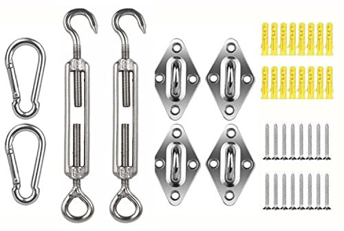 IMBTECH Awning Attachment Set, Heavy Duty Sun Shade Sail, Canopy Sun Shade Sail Fixing Kit, Hardware Kit for Triangle Square & Rectangle, Stainless Steel, Hardware Kit for Garden, Fixing Accessories