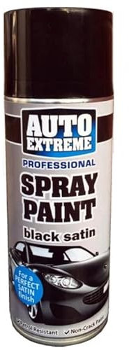 6x 400ml Black Satin Spray Paint, Automotive Paint Sprayer, Multipurpose Exterior Black Spray Paint Matt, Interior Metal Spray Paint, for Cars, Bikes,Vans, Metal, Wood
