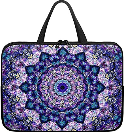 Chaqlin Boho Lotus Laptop Sleeve Briefcase Handbag Women Men Slim Computer Bag Work Bag, 17 Inch Laptop Protective Case with Zipper