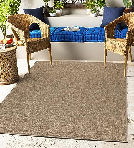 Carpettex Outdoor Teppich Wetterfest 140 x 200 cm Sisal & Jute Optik Beige - Ideal für Balkon, Garten, Terrasse und als Küchenteppich - Teppich Waschbar, Wasserfest, Pflegeleicht, Vintage Design