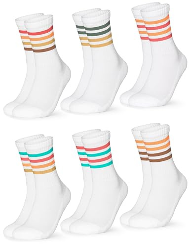 Occulto Damen Retro Tennissocken 80% Baumwolle 6er Pack (Modell: Steffi) 60s 35-38