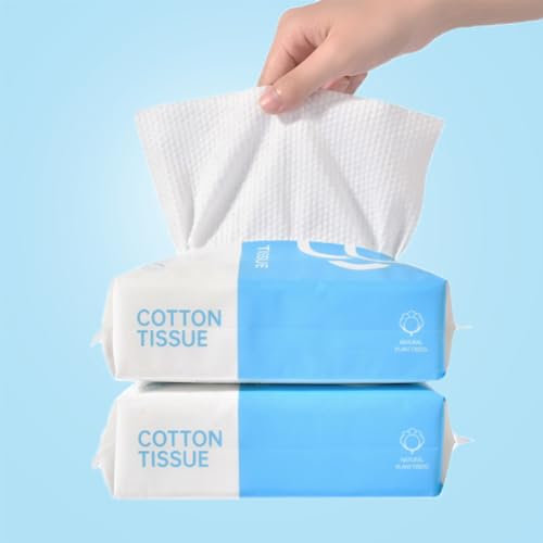 Cotton Tissue Disposable Face Towel Women Soft Dry Baby Wipes Cosmetic Facial Cleansing Towel Portable for Sensitive Skin & Baby & Makeup Remover & Personal Care (2 packs)