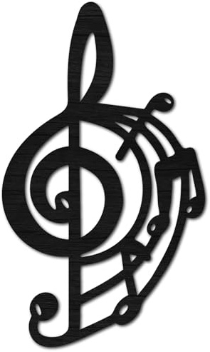 CREATCABIN Black Musical Note Wall Art Decor Wooden Sign Laser Cut Basswood Silhouette Decorative Hanging Sculpture Unfinished for Gift Painting Crafts DIY Music Studio Coffee Christmas 11x7.1Inch