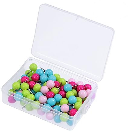 BUGUUYO 100 Stück Bunte Kugelförmige Reißzwecken 10mm Für Pinnwände Korktafeln Büro Schule Zubehör