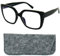 Mini Brille - Occhiali da Lettura a Farfalla Rettangolari con Montatura Grande in Plastica e Lenti Resistenti ai Graffi (Nero), Custodia, Oversize Occhiali Filtro Luce Blu Donna +1.5 Diottrie