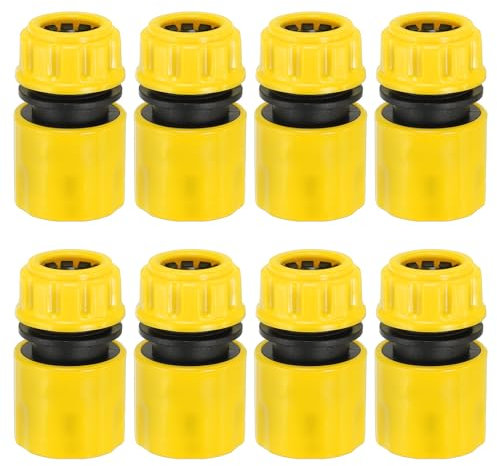 PATIKIL 1/2 Garden Hose Quick Connector Repair Extender, 8 Pcs Plastic Garden Water Hose Connectors Fittings Leakproof Design, Light Yellow