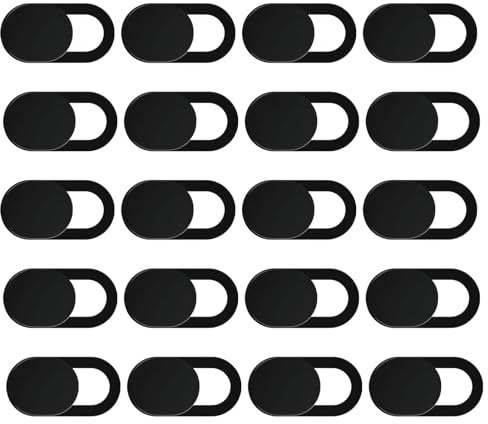 Tiryns 20 Pezzi Copri Webcam, Copertura Webcam Cover Slider Copri Fotocamera Webcam PC Portatile Accessori per Laptop, PC, Tablet, Smartphone, MacBook Protezione Privacy Nero
