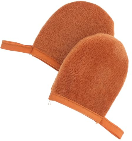 Baluue Manoplas de Felpa Marrón para Aplicar Loción Solar y Aceite Bronceador, 2 Piezas Experiencia de Masaje y Prevención de Contacto Directo