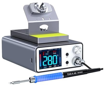 Digital Soldering Station Station de soudage T3AS 200W T3BS 75W avec fer à souder électrique T115/T210/T245 for téléphone portable, outils de réparation SMD BGA Safety with Great Value(T3BS T210 Set)