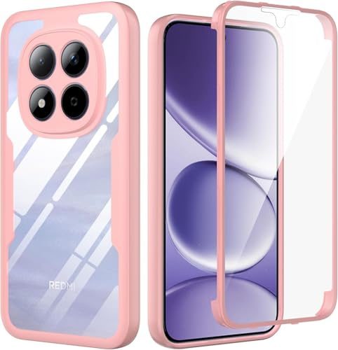 KJYLPO Coque pour Samsung Galaxy A16 avec Verre Trempé Protection écran Étui pour Téléphone Collier Transparente Bumper Lanyard Case Tour de Cou Chaîne Cordon Lanière Housse Etui - Rose