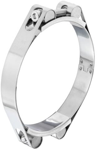 sourcing map T-Bolt Hose Clamp, 304 Stainless Steel Intake Soft Hose, Clamp Range 120-130mm for 5.12 Hose ID, T-Clamps for Automotive, Intercooler, Radiator, Silver